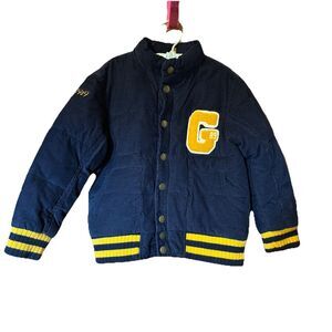 Baby Gap Toddler Varsity Letter Jacket Blue Gold Snap Sz 5 Yrs Corduroy